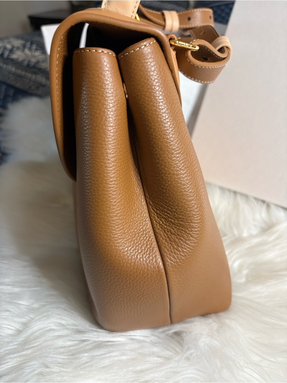 Polene  Numero Un Edition Trio Camel Tan & Cream Leather Crossbody Women's Bag - Picture 9 of 17